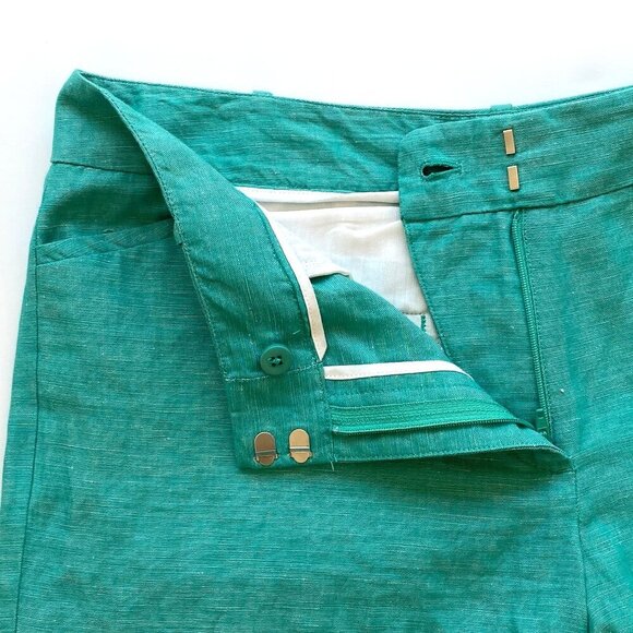 Talbots Shorts Linen Blend Size 8 Green 10.5” Inseam Bermuda Resort - Picture 2 of 10